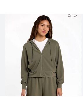 Nuuds sporty waffle zip up size small olive